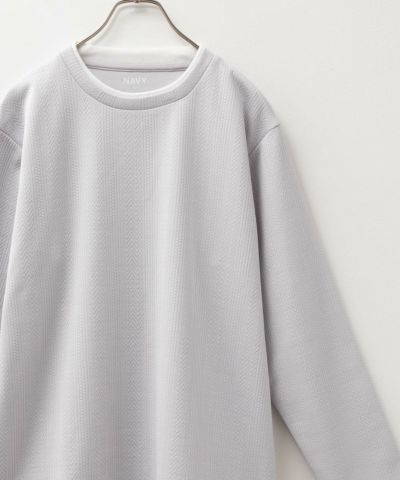 NAVY  時短コーデ ヘリンボーン長袖Tシャツ メンズ