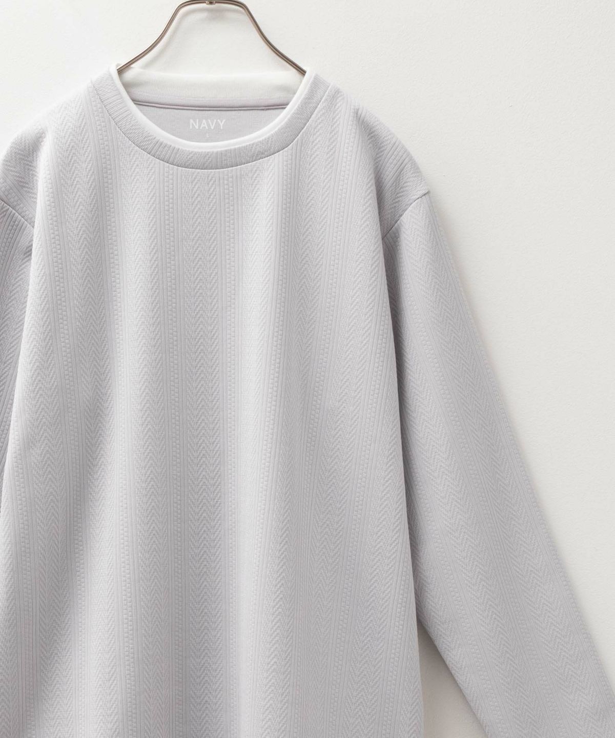 vNAVY 時短コーデ ヘリンボーン長袖Tシャツ メンズ