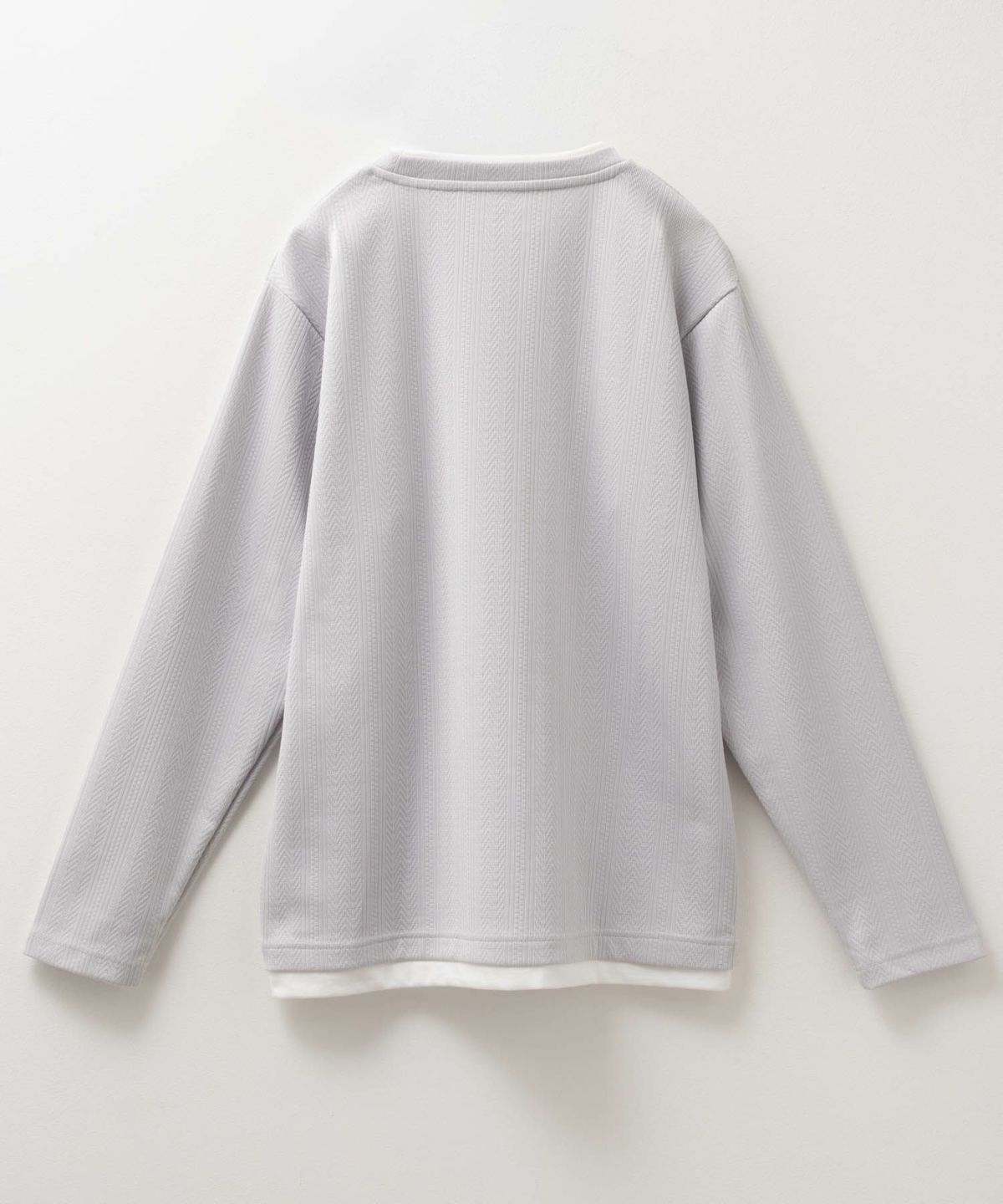 NAVY 時短コーデ ヘリンボーン長袖Tシャツ メンズ