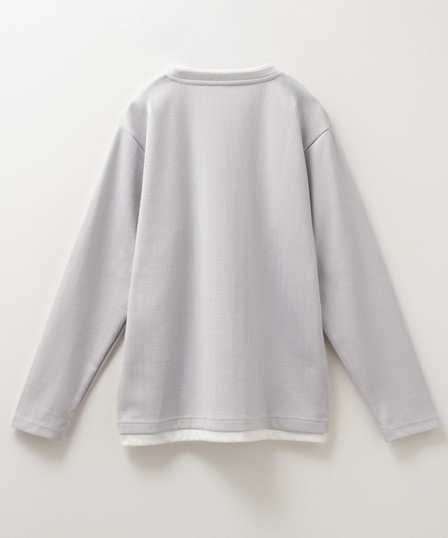 NAVY  時短コーデ ヘリンボーン長袖Tシャツ メンズ商品サムネイル-6