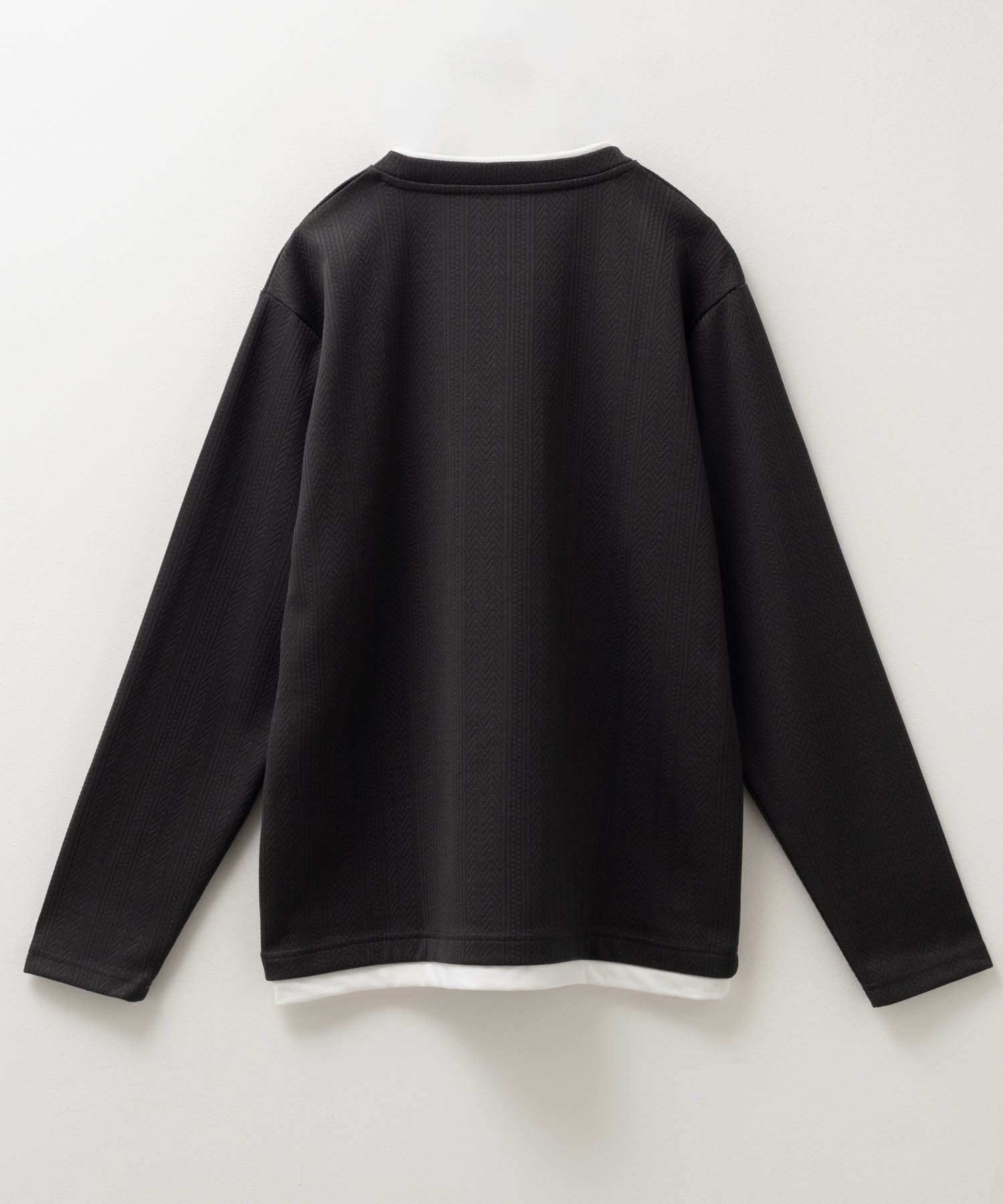 NAVY 時短コーデ ヘリンボーン長袖Tシャツ メンズ