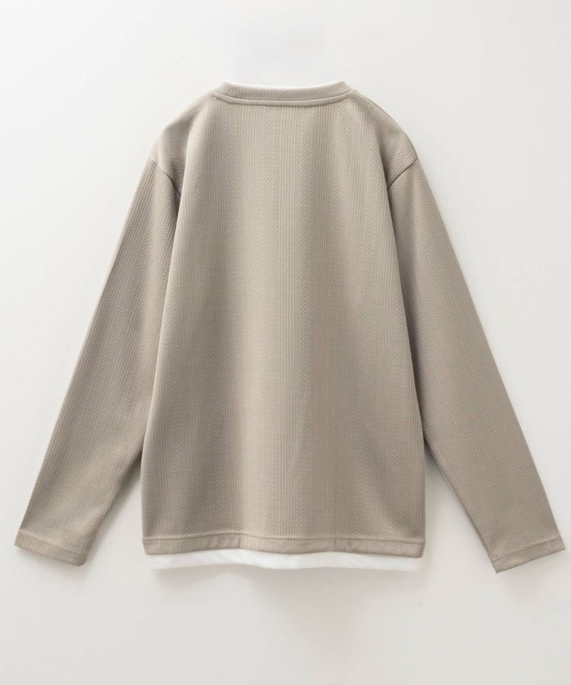 NAVY  時短コーデ ヘリンボーン長袖Tシャツ メンズ商品画像-12