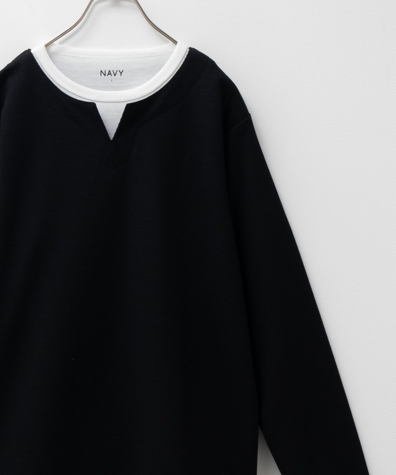 NAVY  時短コーデ キーネック長袖Tシャツ メンズ商品サムネイル-1