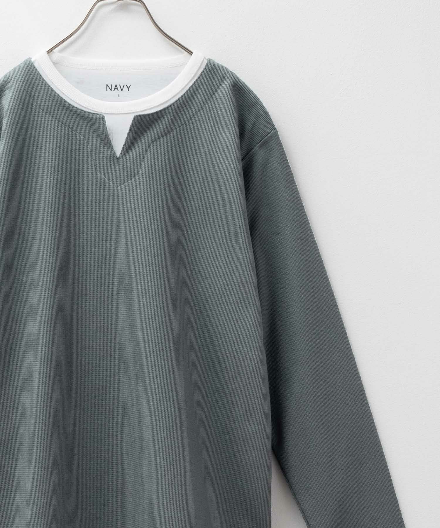 NAVY 時短コーデ キーネック長袖Tシャツ メンズ商品サムネイル-2