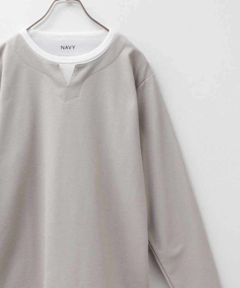 NAVY 時短コーデ キーネック長袖Tシャツ メンズ商品画像-4