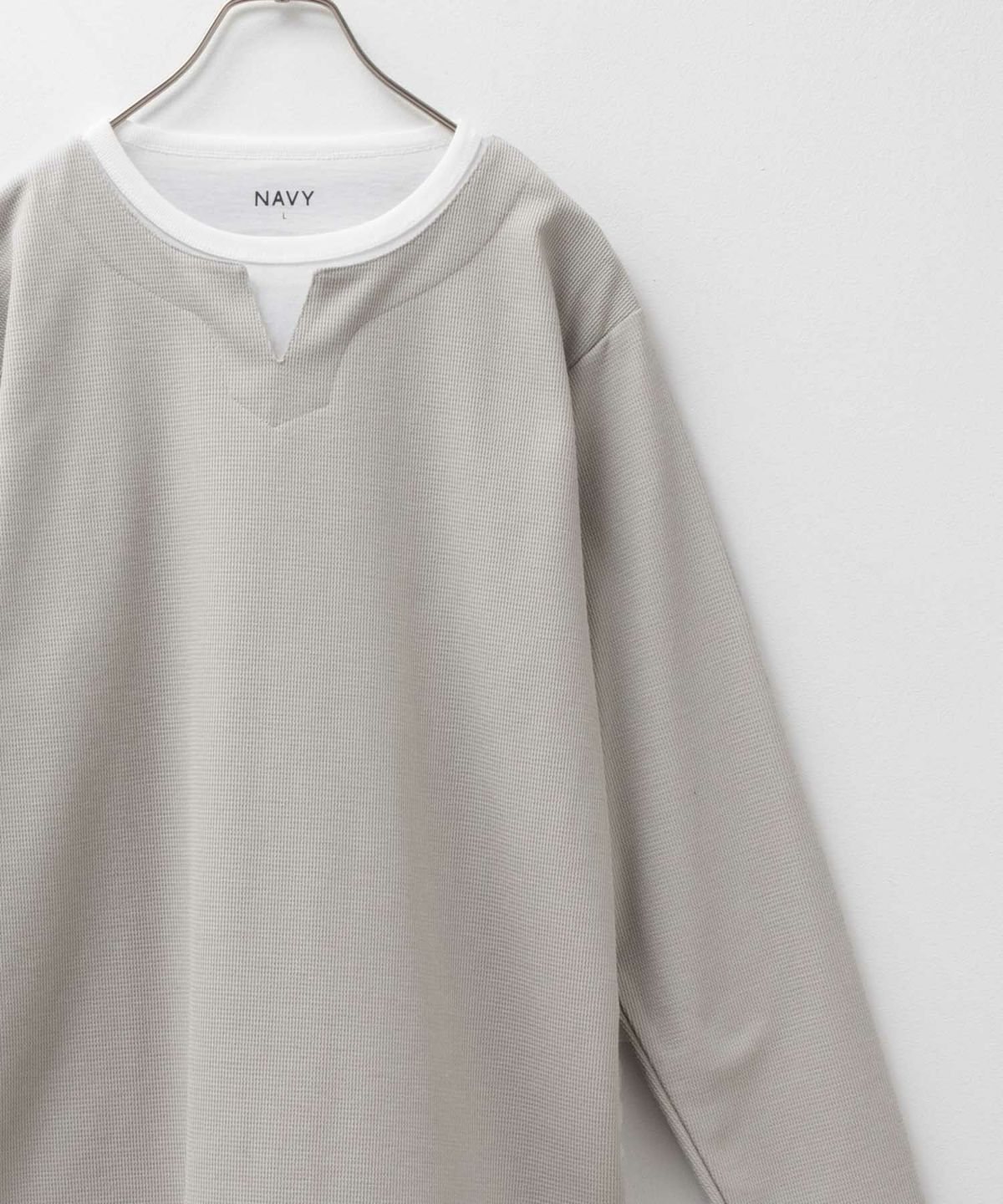 NAVY 時短コーデ キーネック長袖Tシャツ メンズ