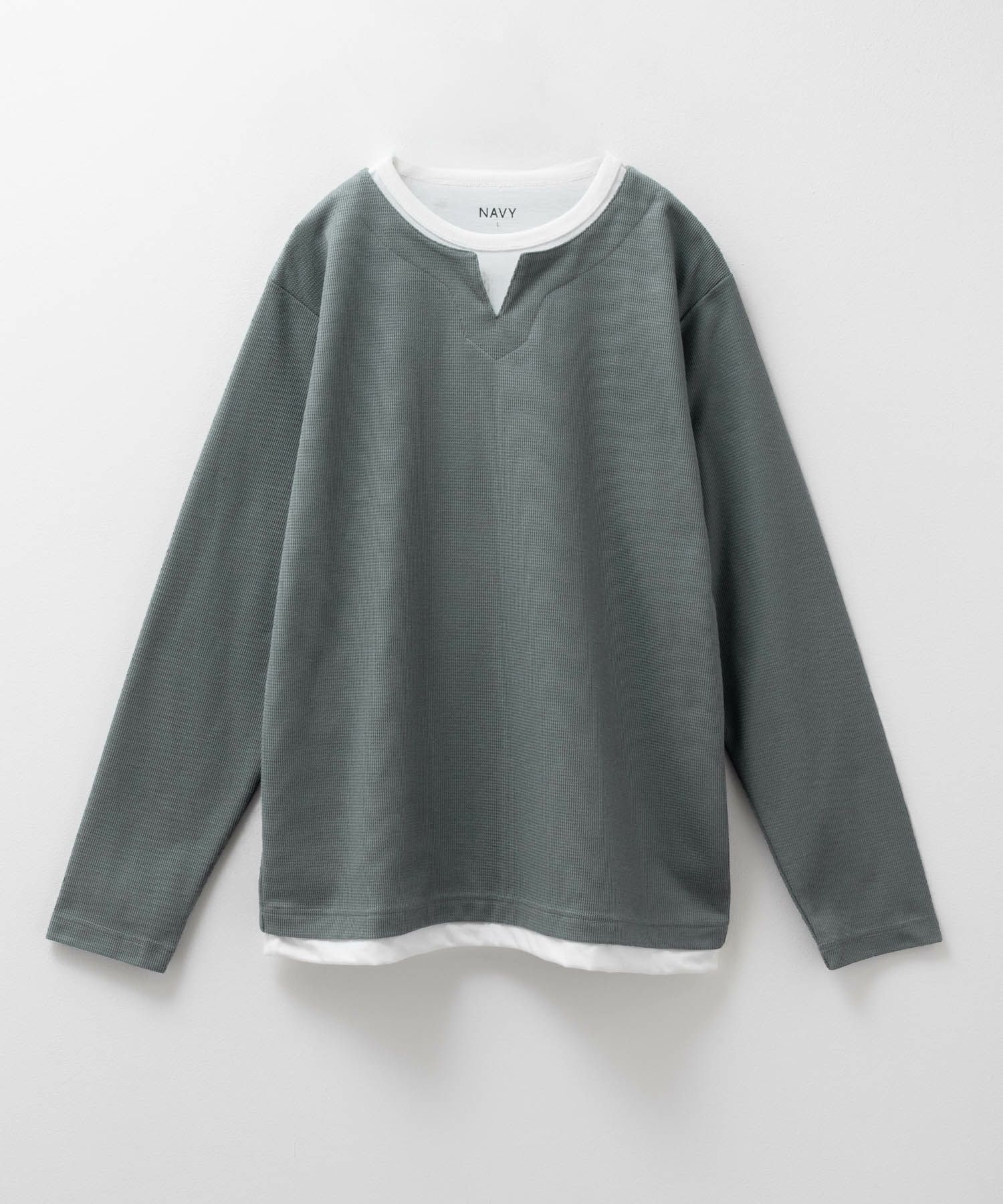 NAVY  時短コーデ キーネック長袖Tシャツ メンズ商品サムネイル-7