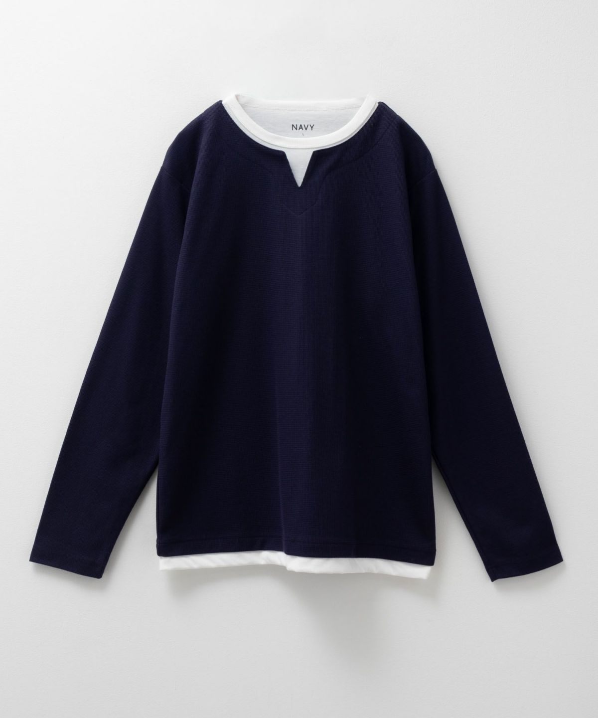 NAVY 時短コーデ キーネック長袖Tシャツ メンズ
