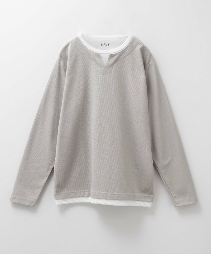 NAVY  時短コーデ キーネック長袖Tシャツ メンズ商品画像-11