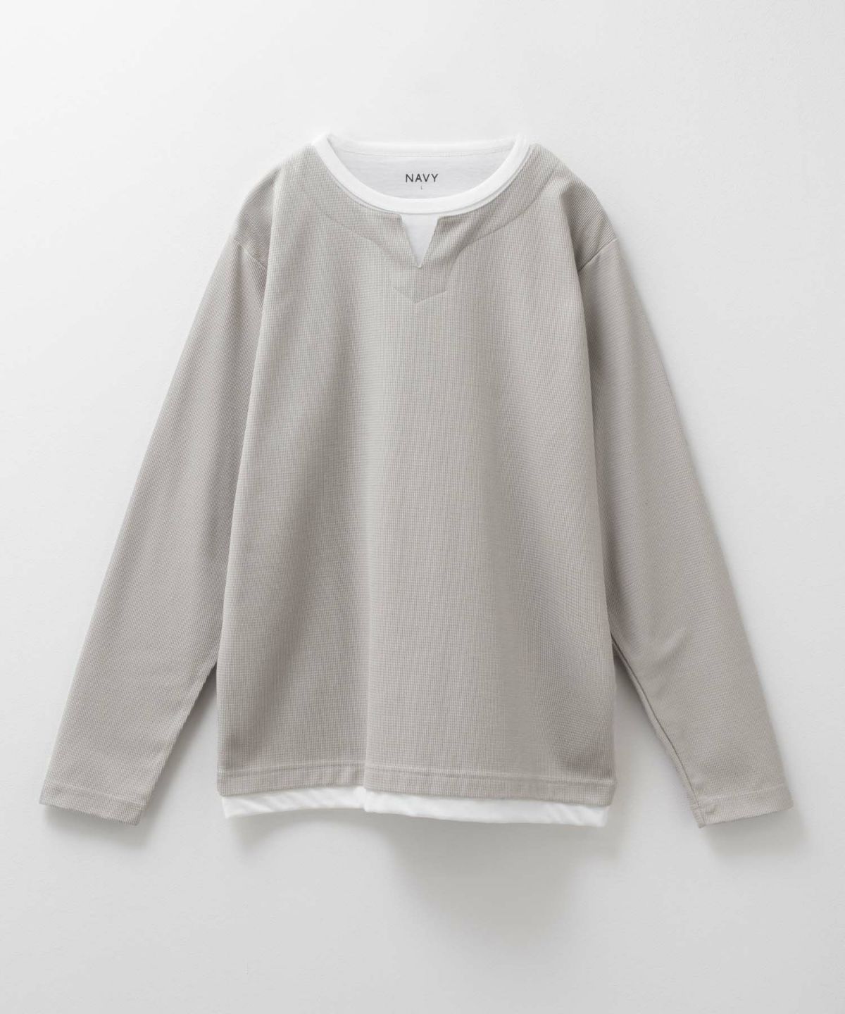 NAVY 時短コーデ キーネック長袖Tシャツ メンズ