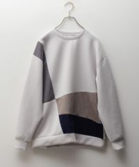 URBAN COLLECTION エアスムージー ポンチ素材 切替クルーネックプルオーバー メンズ