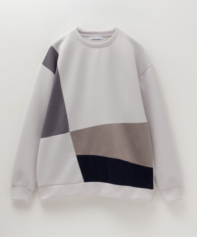 URBAN COLLECTION  エアスムージー ポンチ素材 切替クルーネックプルオーバー メンズ商品画像-5