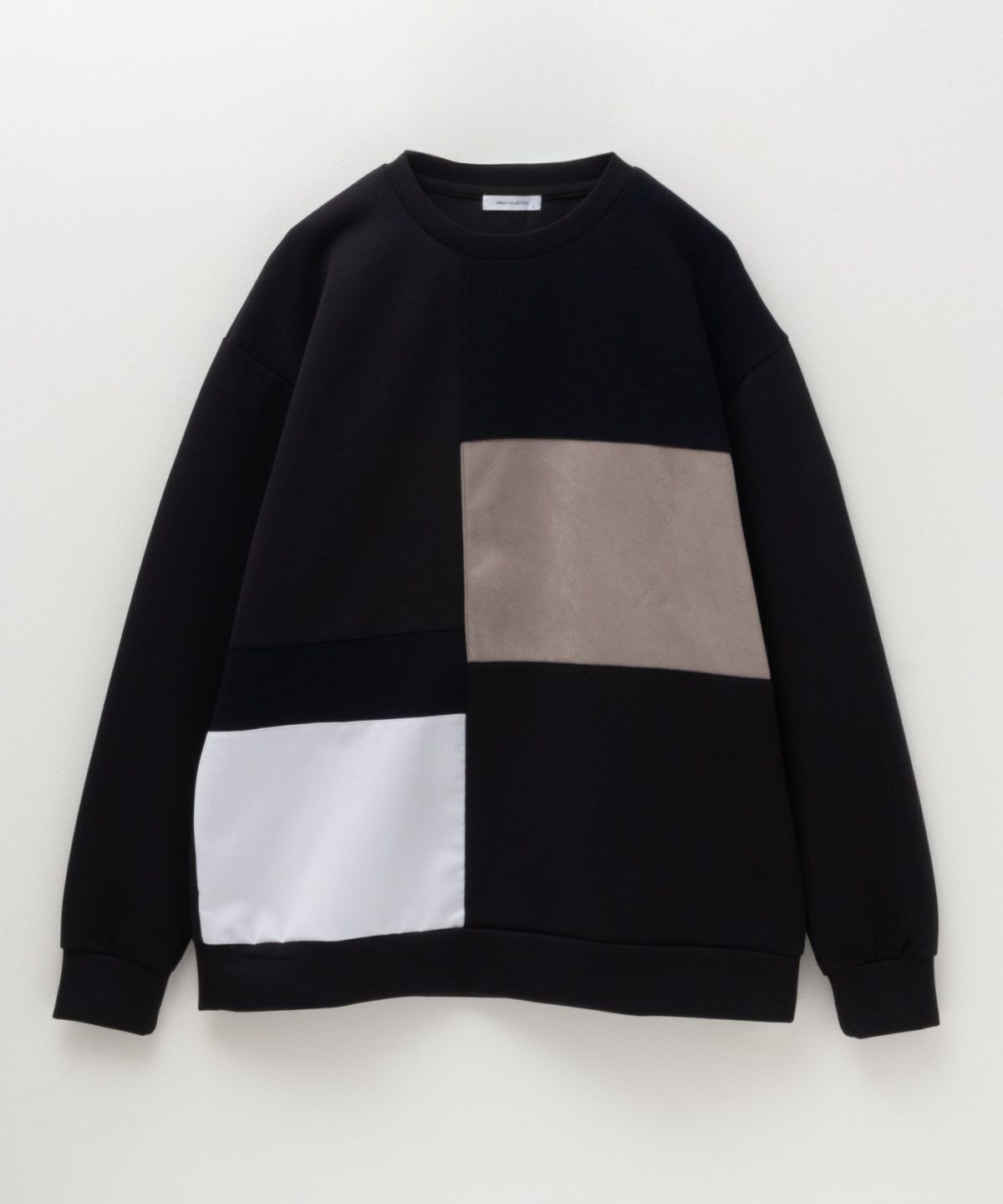 URBAN COLLECTION エアスムージー ポンチ素材 切替クルーネックプルオーバー メンズ