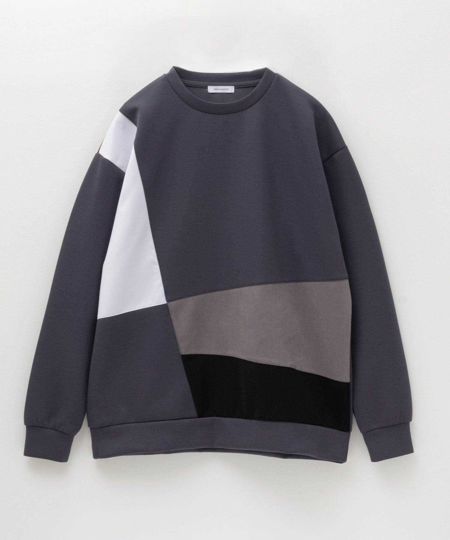 URBAN COLLECTION エアスムージー ポンチ素材 切替クルーネックプルオーバー メンズ商品画像-9