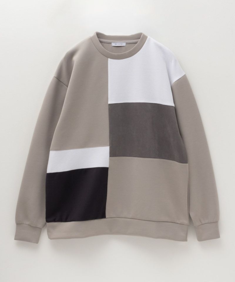 URBAN COLLECTION  エアスムージー ポンチ素材 切替クルーネックプルオーバー メンズ商品画像-11