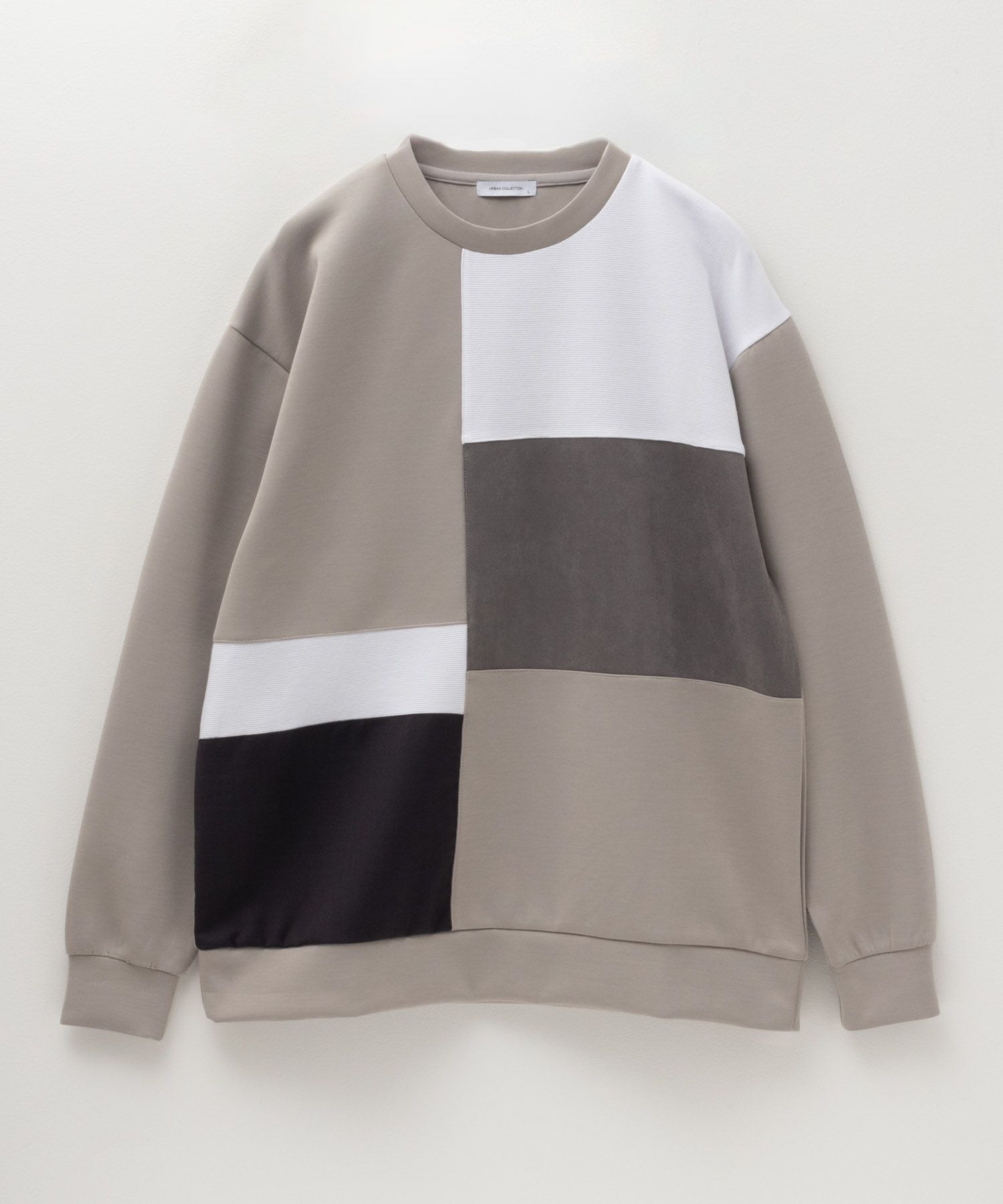 URBAN COLLECTION エアスムージー ポンチ素材 切替クルーネックプルオーバー メンズ