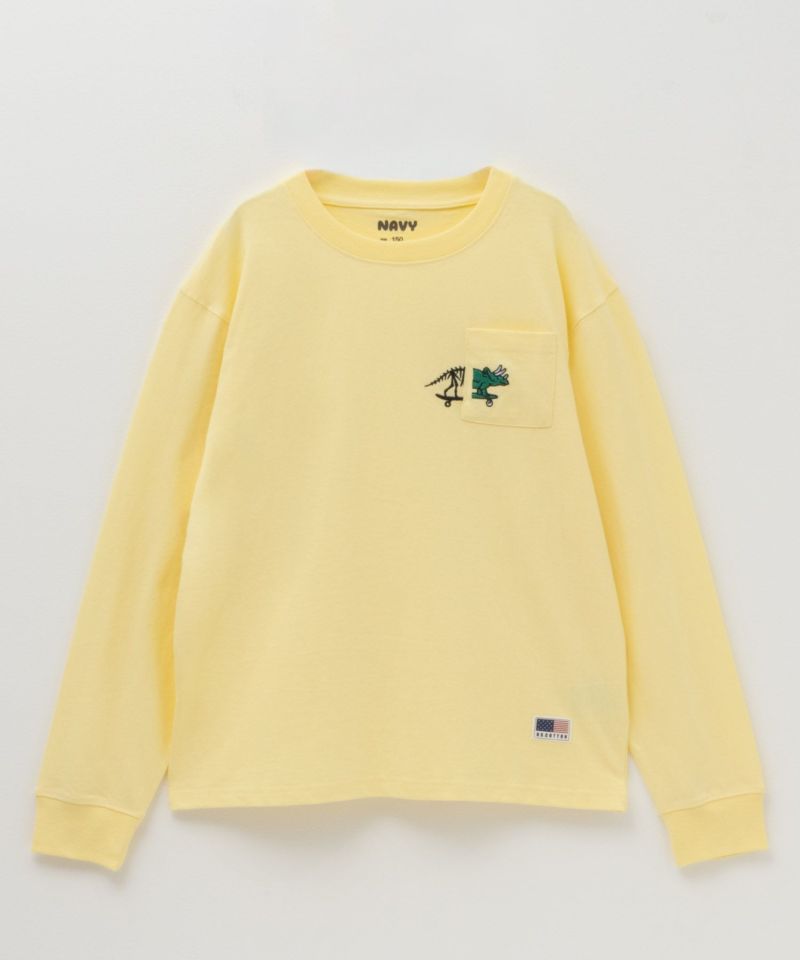 NAVY  USコットン 刺繍長袖Tシャツ キッズ ネコポス 対応商品商品画像-1