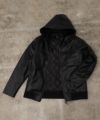 MOSSIMO PUレザーフードジャケット メンズ