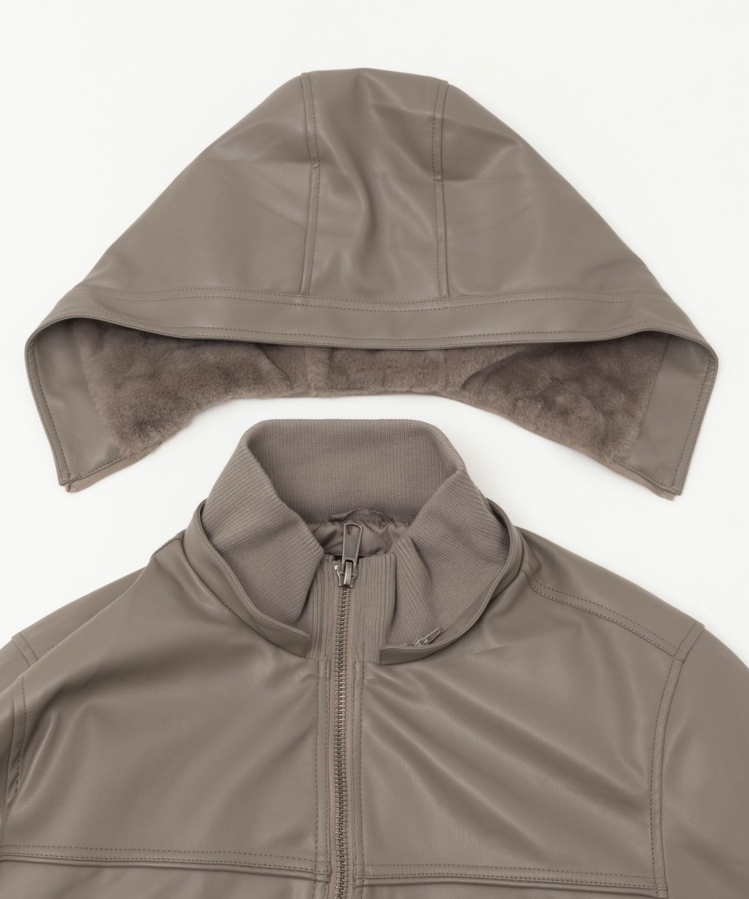 MOSSIMO PUレザーフードジャケット メンズ