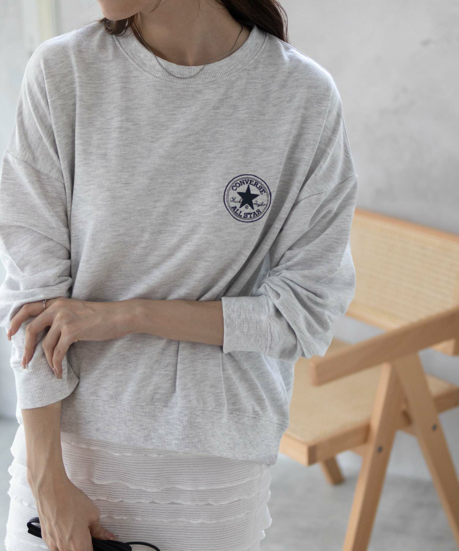 CONVERSE エンブレムミニ裏毛トレーナー レディース