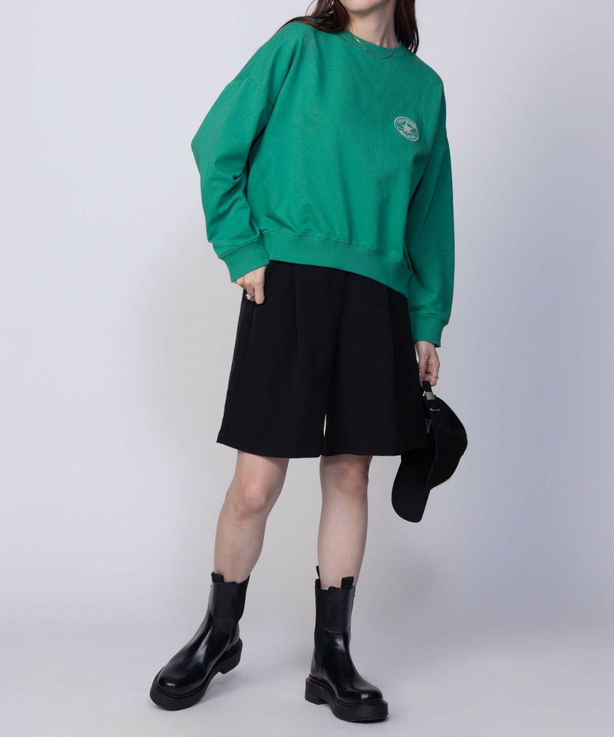 CONVERSE エンブレムミニ裏毛トレーナー レディース