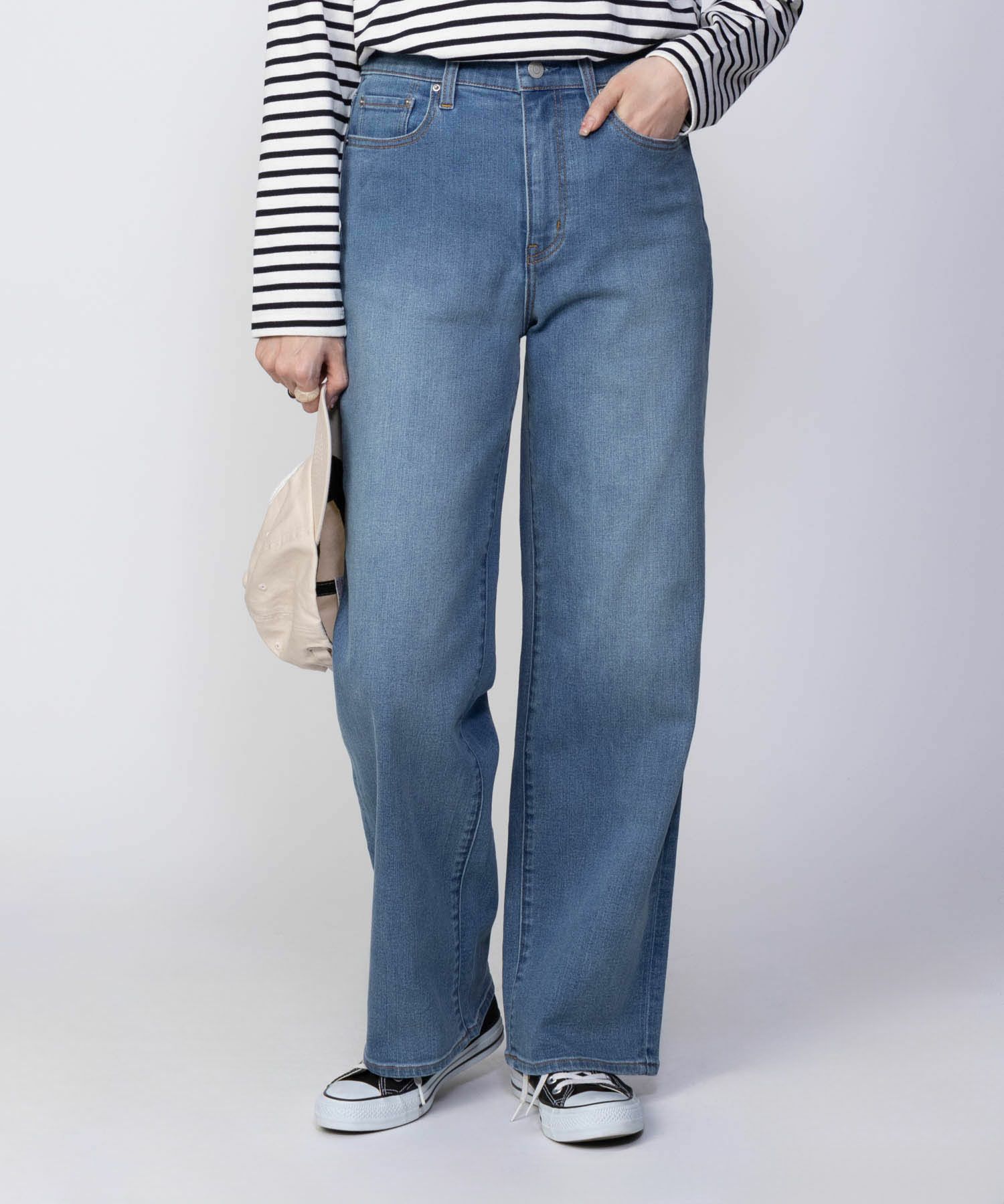 AVY 毎日はきたくなるデニム「マイデニ」 ワイドパンツ レディース