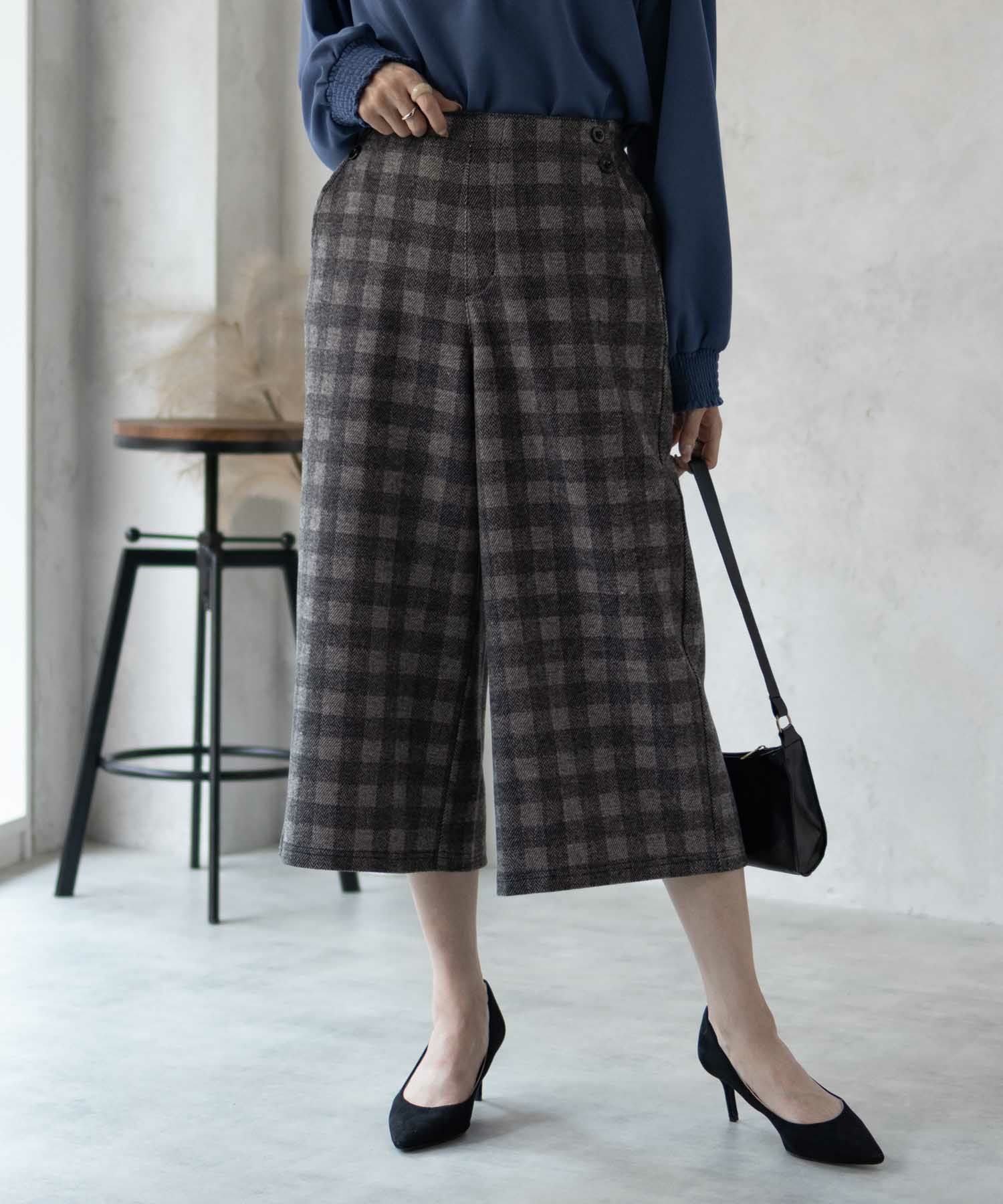 Howdy Marie  ニットワイドクロップドパンツ レディース商品サムネイル-5