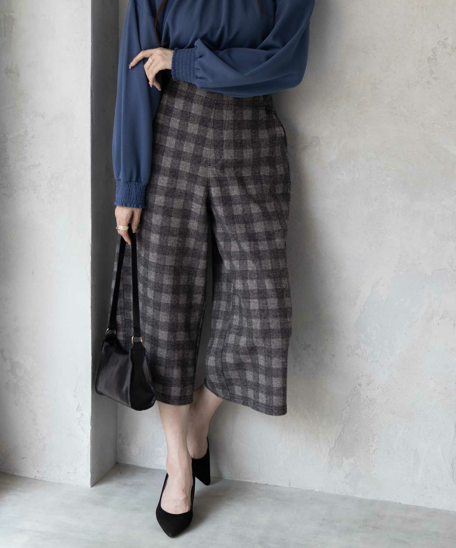 Howdy Marie ニットワイドクロップドパンツ レディース