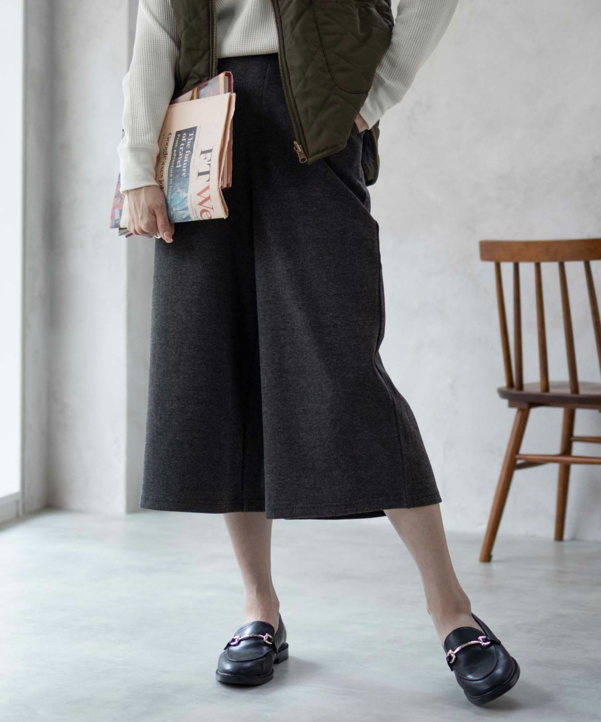 Howdy Marie ニットワイドクロップドパンツ レディース