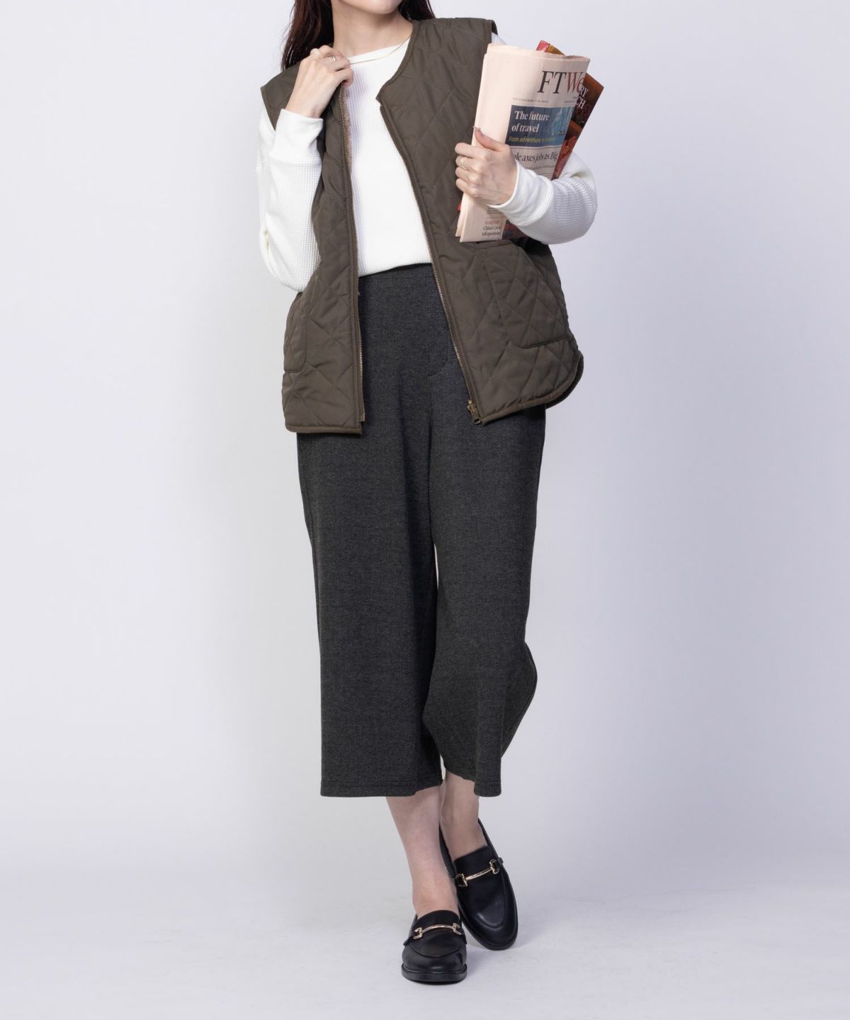 Howdy Marie ニットワイドクロップドパンツ レディース