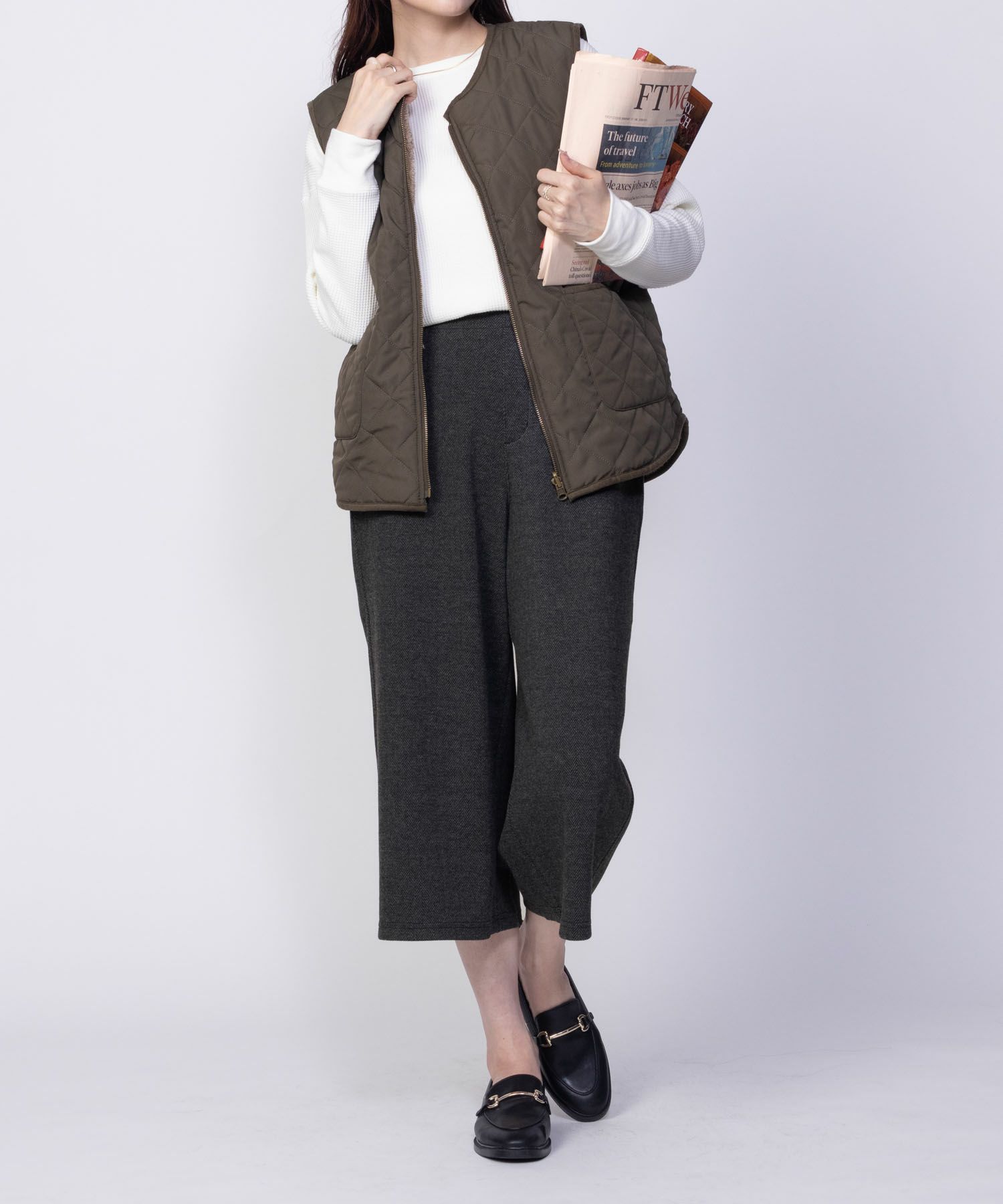 Howdy Marie ニットワイドクロップドパンツ レディース