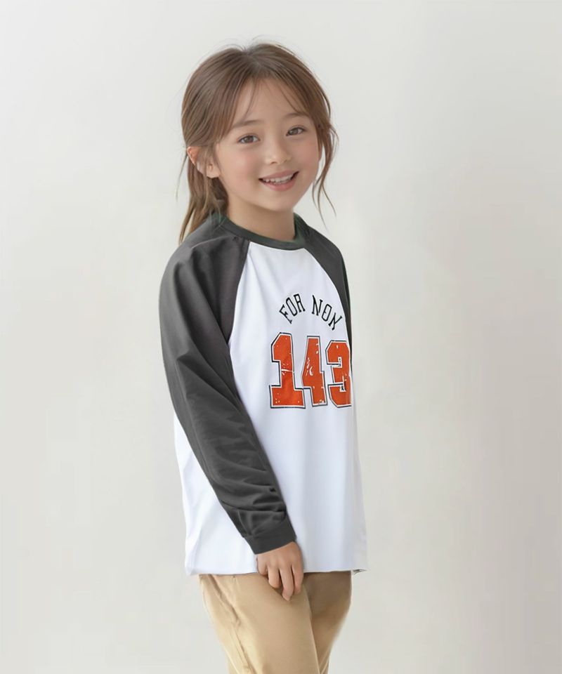 T-GRAPHICS  かすれラグラン長袖Tシャツ キッズ メール便 対応商品商品画像-1