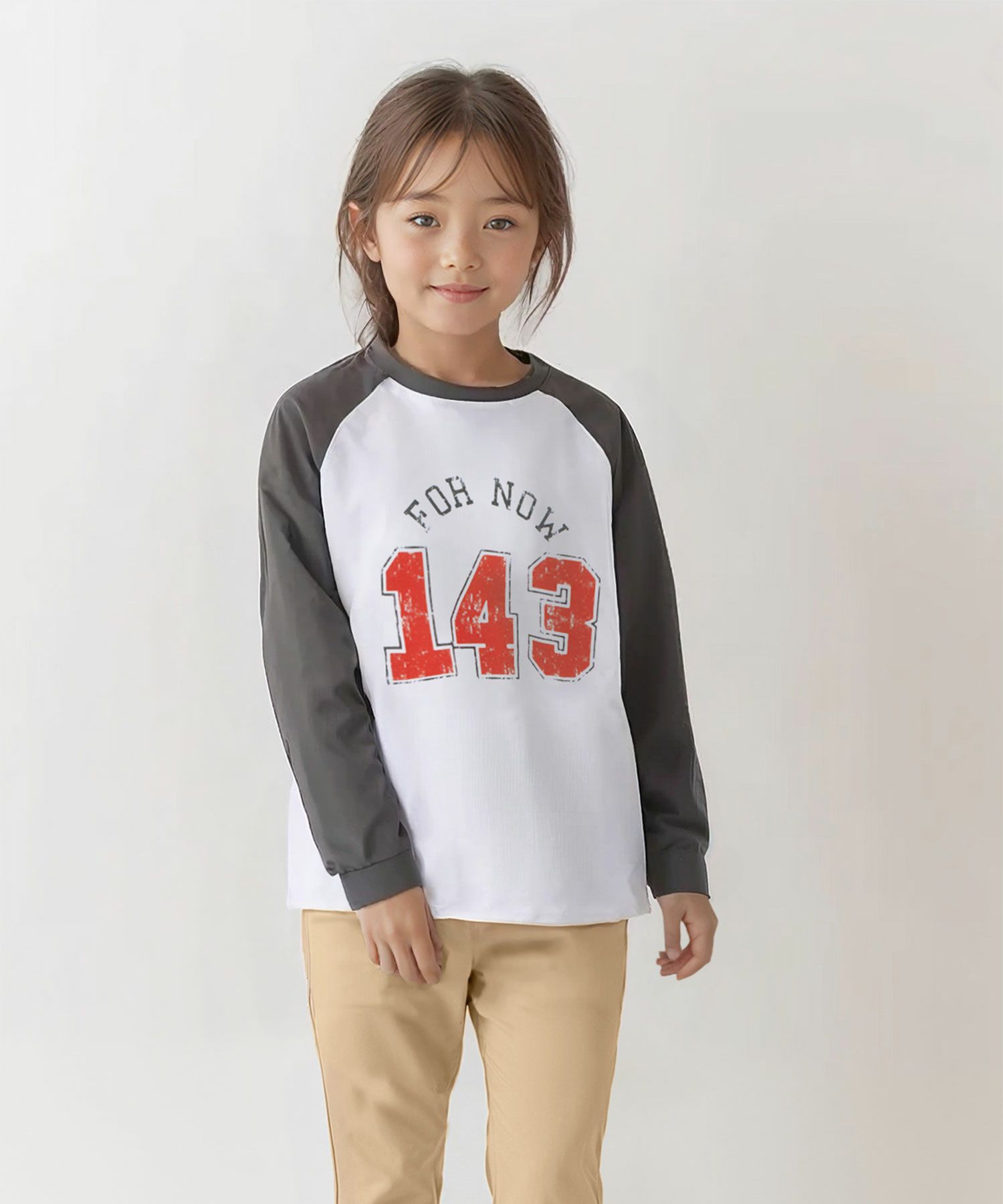 T-GRAPHICS かすれラグラン長袖Tシャツ キッズ ネコポス 対応商品