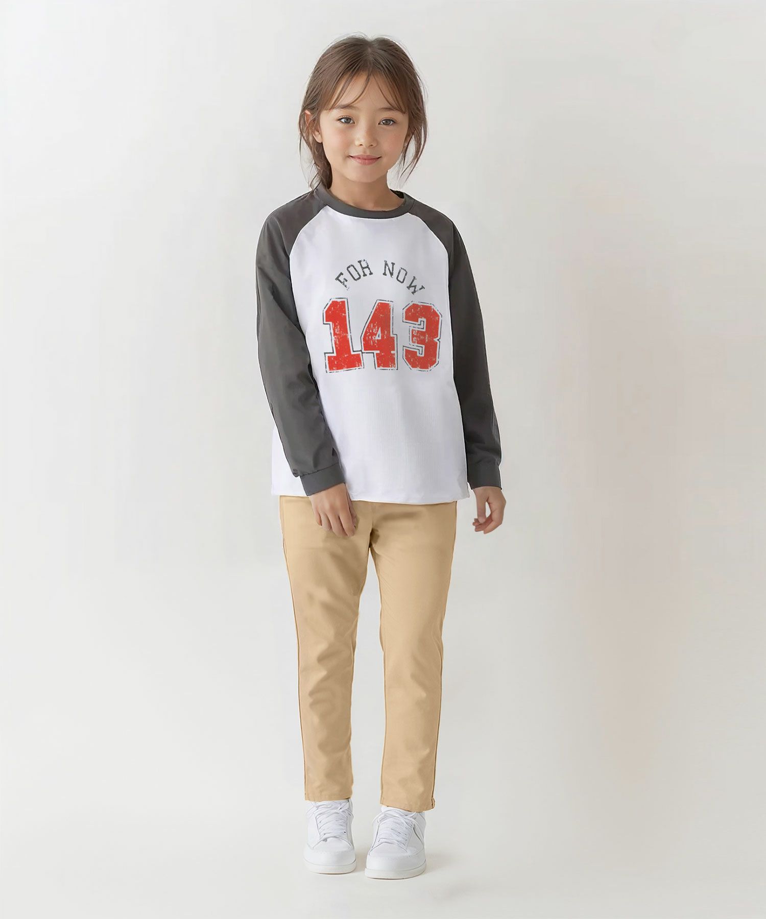 T-GRAPHICS かすれラグラン長袖Tシャツ キッズ ネコポス 対応商品
