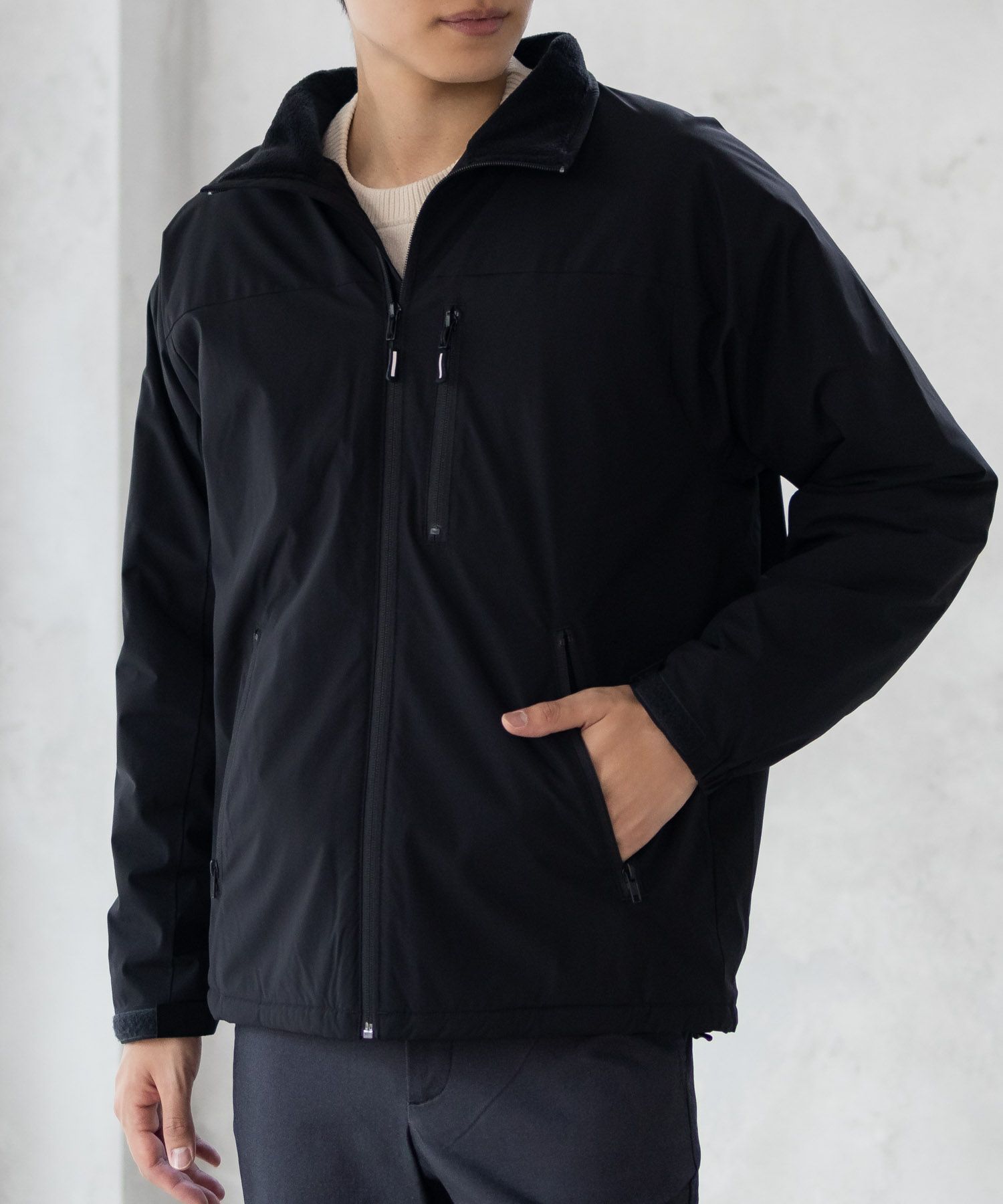 NAVY SOLOTEX(R)使用 裏シャギースタンドジャケット メンズ