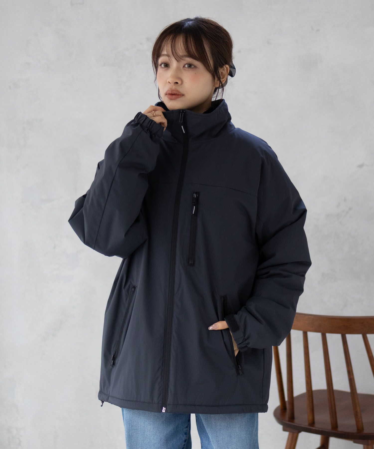 NAVY SOLOTEX(R)使用 裏シャギースタンドジャケット メンズ