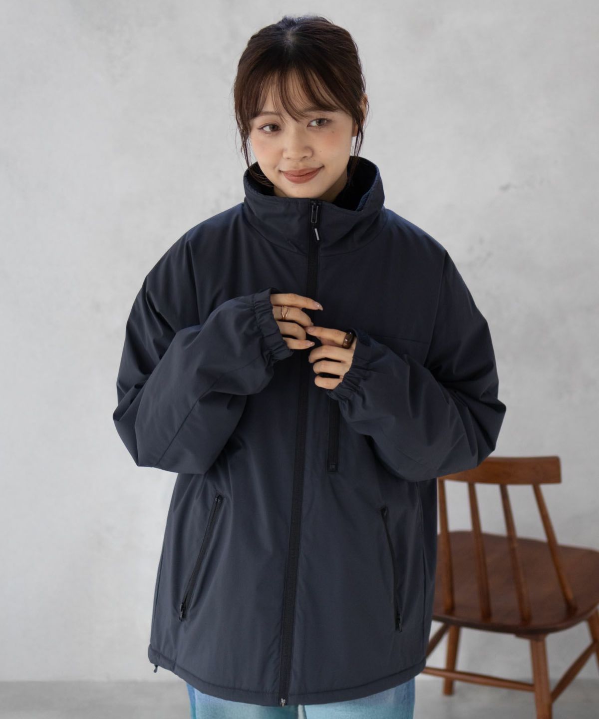 NAVY SOLOTEX(R)使用 裏シャギースタンドジャケット メンズ