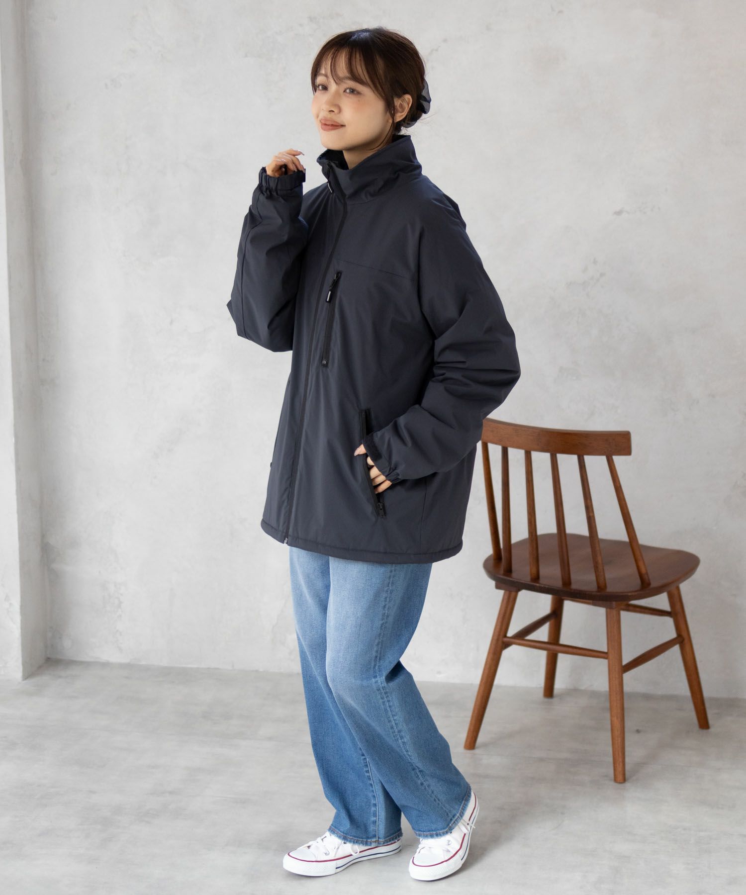 NAVY SOLOTEX(R)使用 裏シャギースタンドジャケット メンズ