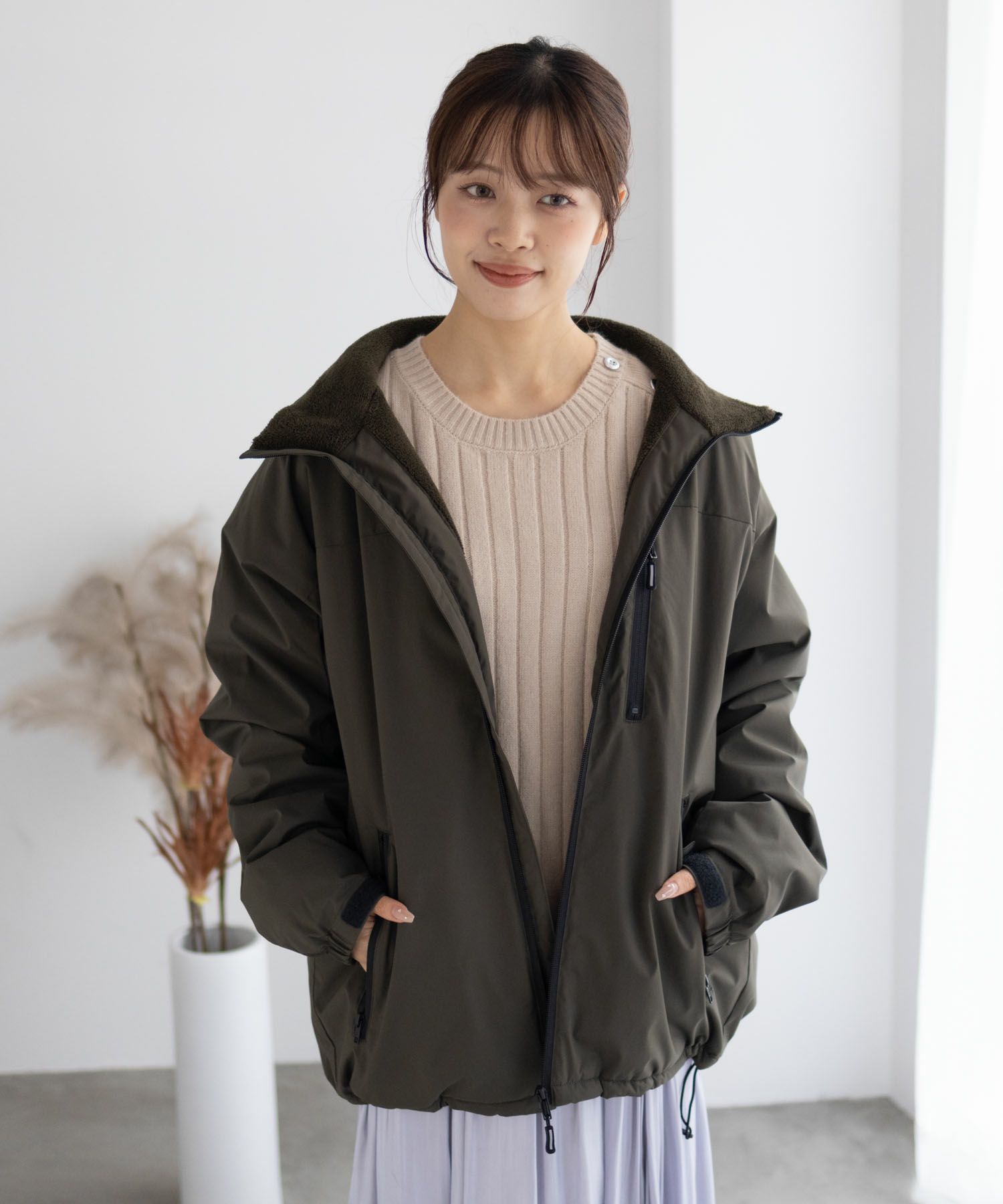 NAVY SOLOTEX(R)使用 裏シャギースタンドジャケット メンズ