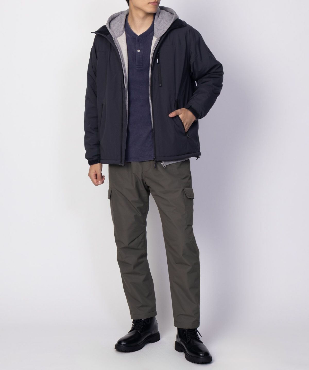 NAVY SOLOTEX(R)使用 裏シャギースタンドジャケット メンズ