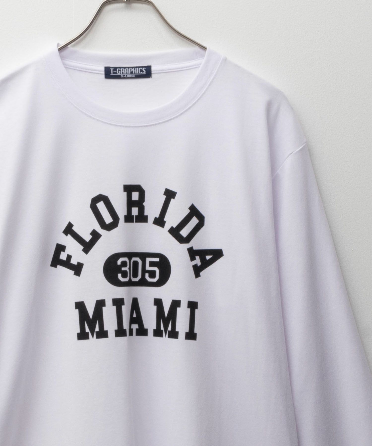 T-GRAPHICS カレッジプリント長袖Tシャツ メンズ