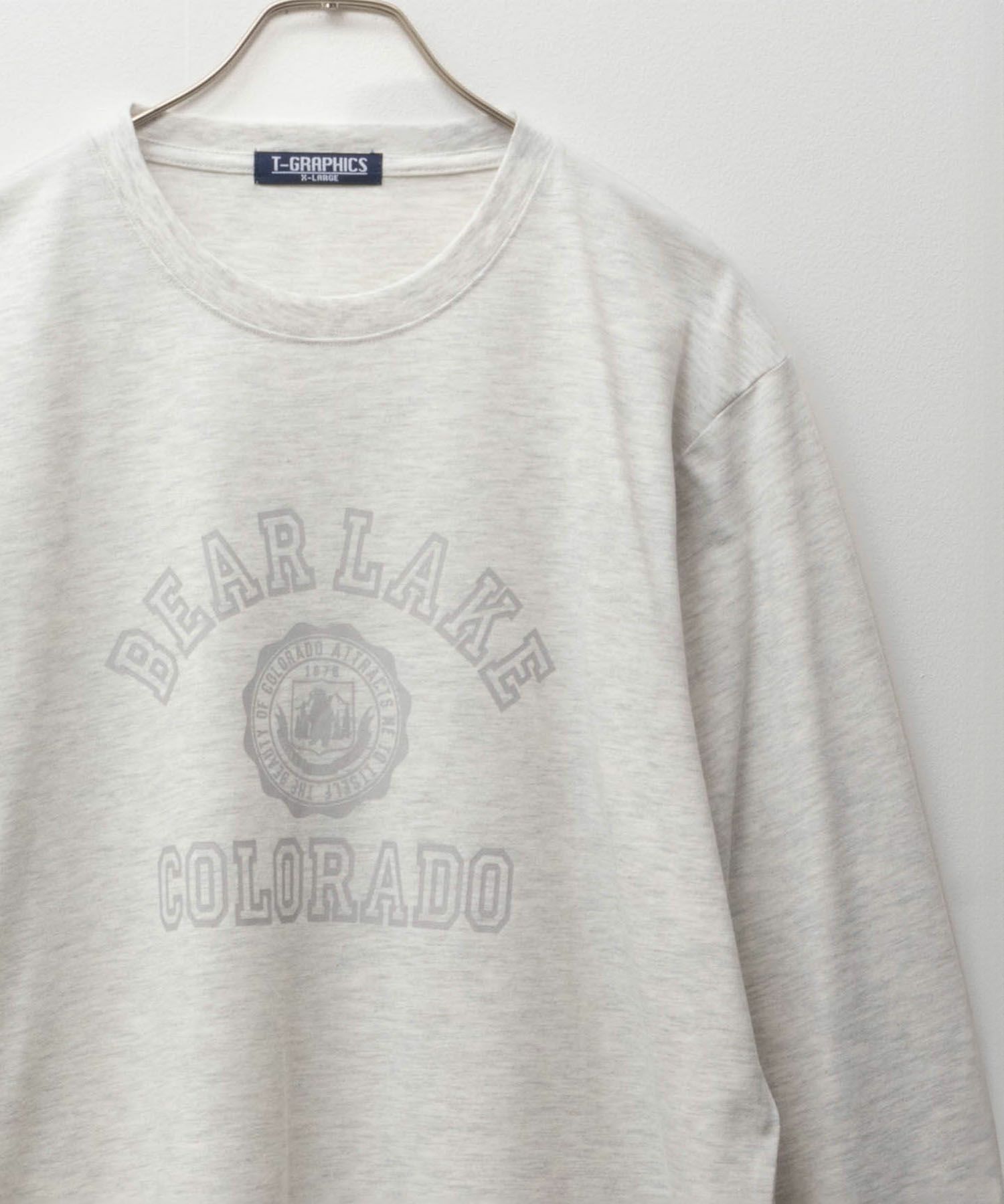 T-GRAPHICS カレッジプリント長袖Tシャツ メンズ