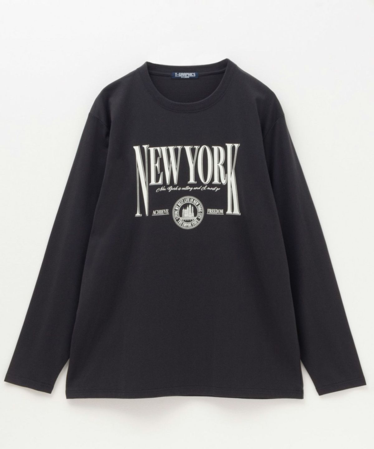 T-GRAPHICS カレッジプリント長袖Tシャツ メンズ