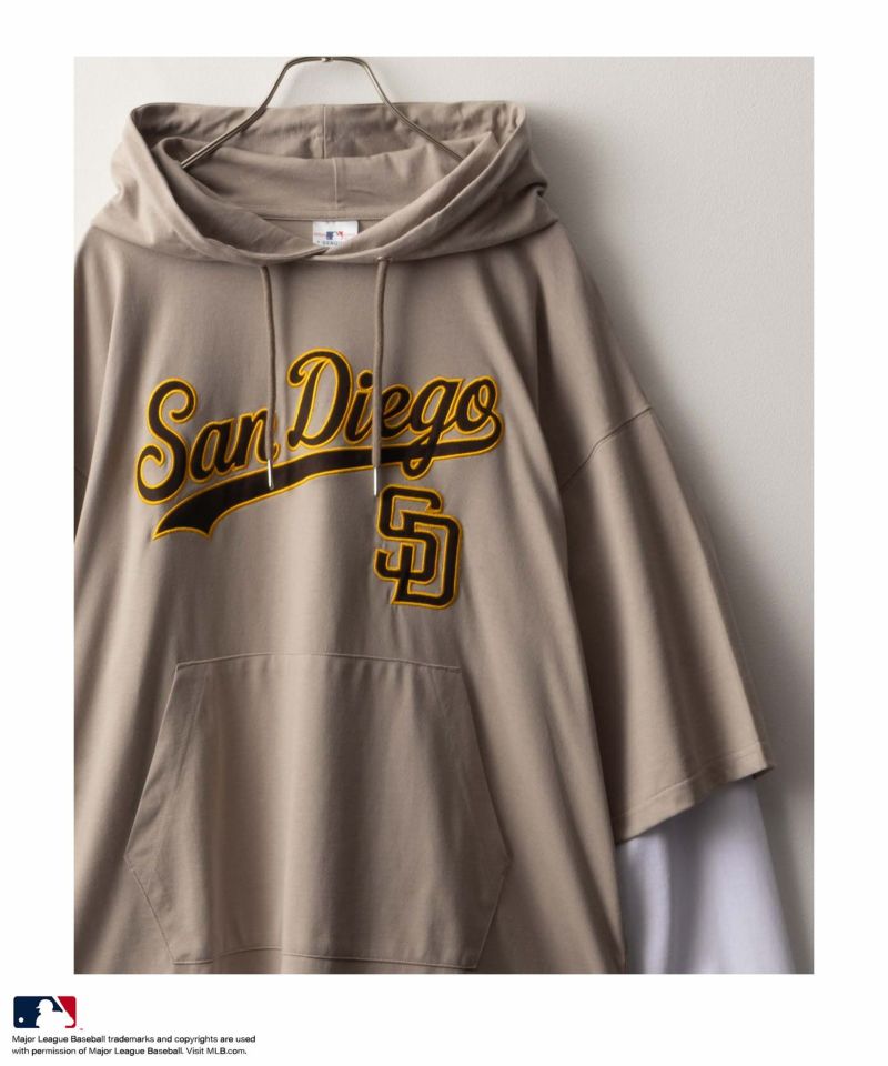 MLB フェイクレイヤードTシャツパーカー メンズ