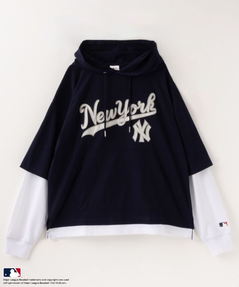 MLB  フェイクレイヤードTシャツパーカー メンズ商品画像-4