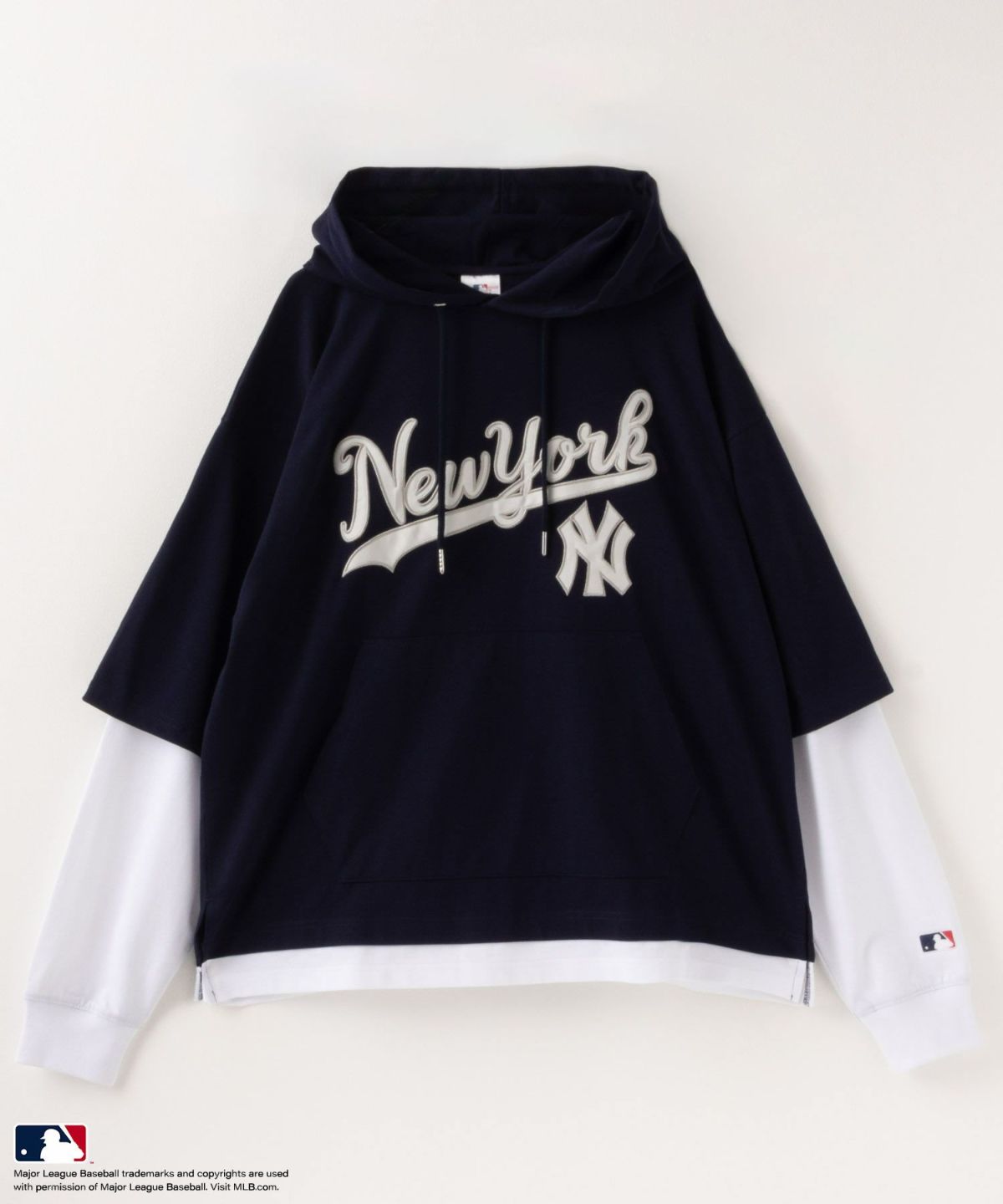 MLB フェイクレイヤードTシャツパーカー メンズ
