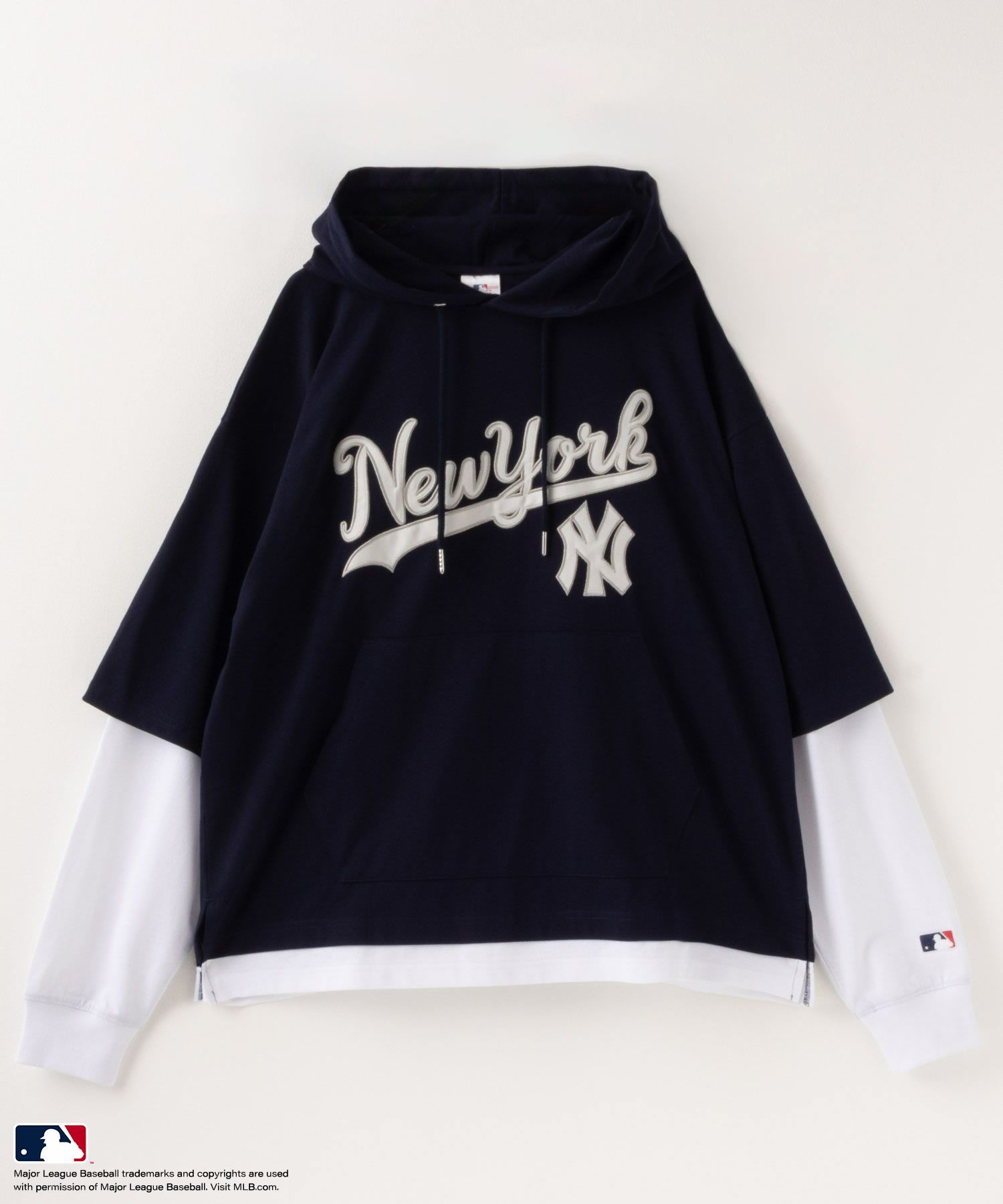 MLB フェイクレイヤードTシャツパーカー メンズ