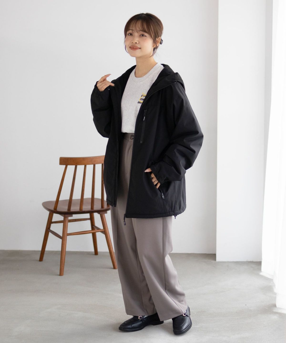 NAVY シャットアウター SOLOTEX(R)使用 裏シャギーフードジャケット メンズ