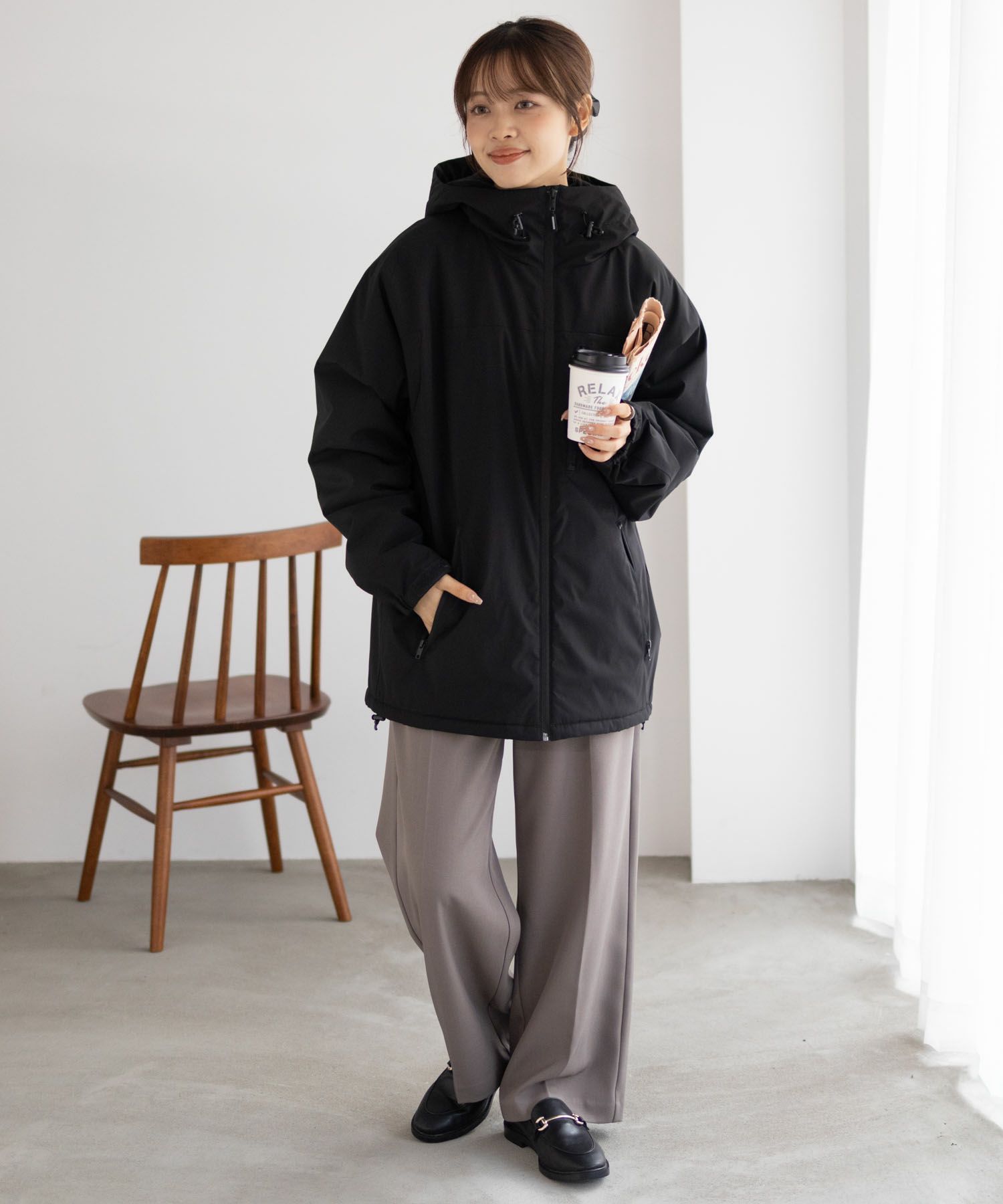 NAVY シャットアウター SOLOTEX(R)使用 裏シャギーフードジャケット メンズ