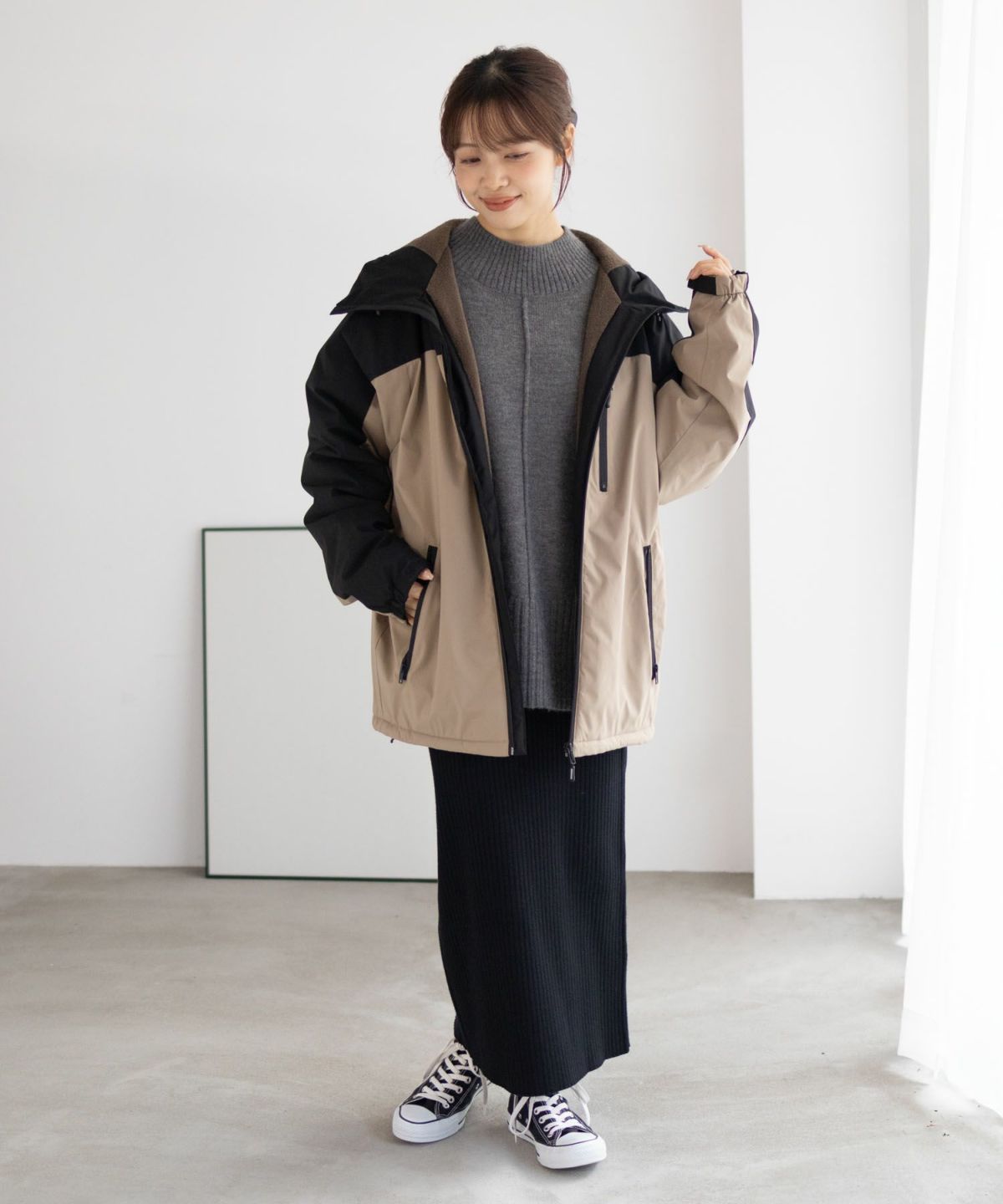 NAVY シャットアウター SOLOTEX(R)使用 裏シャギーフードジャケット メンズ